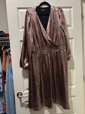 Lane Bryant Shimmery Rose-Gold Wrap Midi Dress